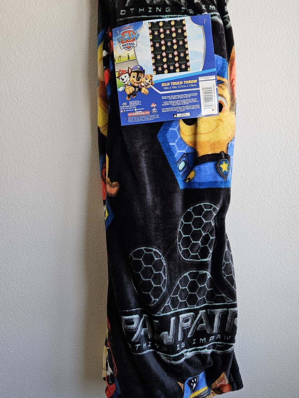 Paw Patrol Kids Black Plush Throw Blanket - Official Character Design